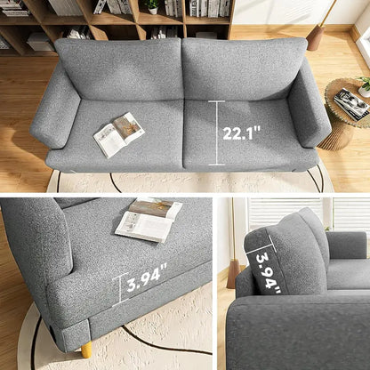 Compact Loveseat Sofa with USB-C Ports  Dark Gray Upholstered Small-Space Couch