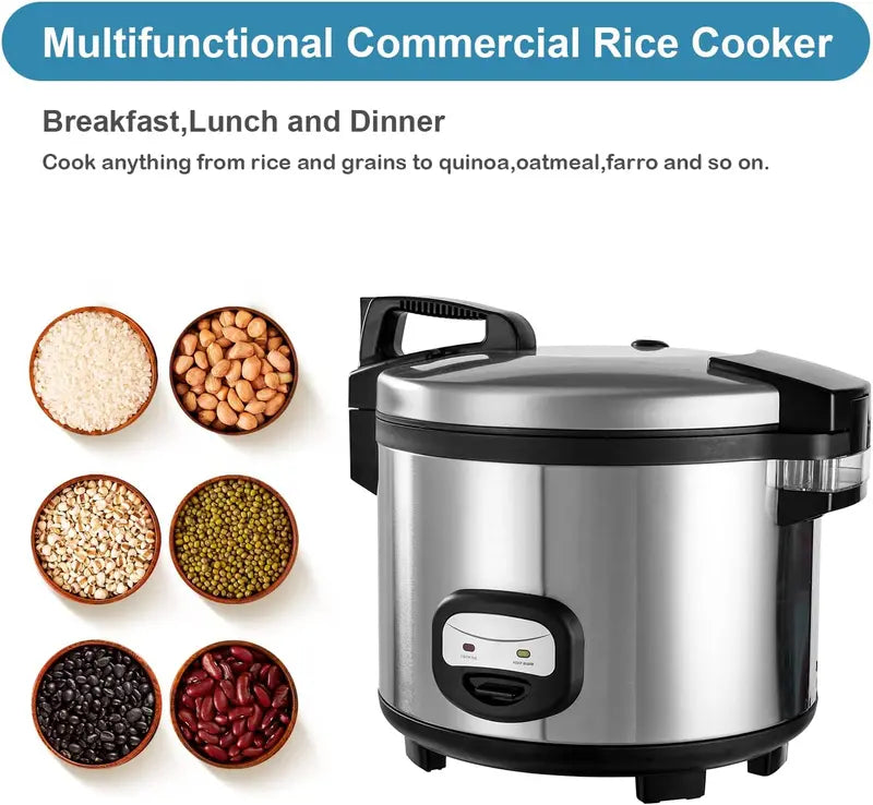 60-Cup Commercial Rice Cooker & Warmer  High-Capacity Automatic Cook-and-Hold Unit for Restaurants & Catering
