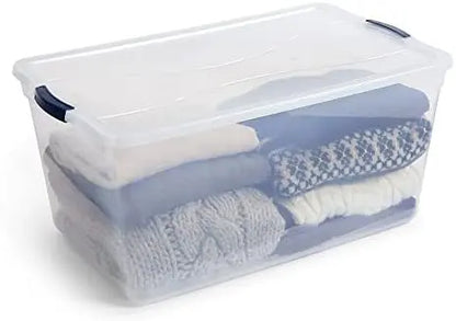 Rubbermaid CleverStore 95 Qt Clear Storage Bins  4-Pack, Stackable, BPA-Free, See-Through Latching Lids, Made in USA