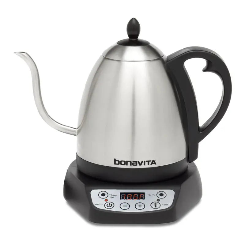 Bonavita 1L Precision Temperature Gooseneck Kettle  Silver, 1000W, Ergonomic Pour Control