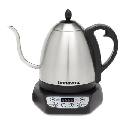 Bonavita 1L Precision Temperature Gooseneck Kettle  Silver, 1000W, Ergonomic Pour Control