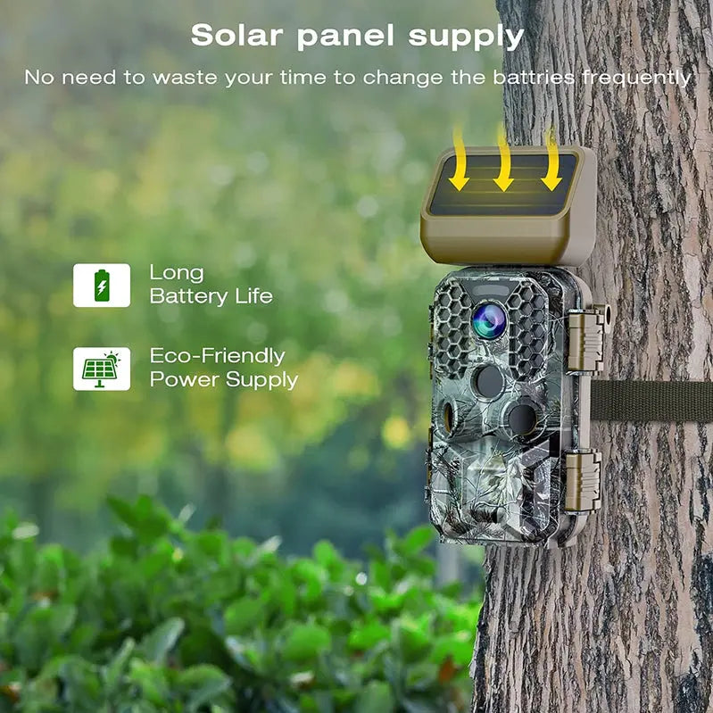 T200 Solar-Powered Trail Camera  4K Video, 30MP Photos, WiFi & Bluetooth Connectivity