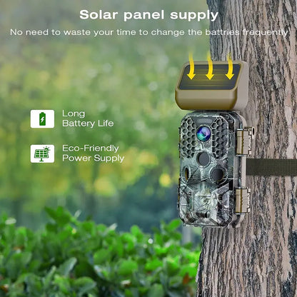 T200 Solar-Powered Trail Camera  4K Video, 30MP Photos, WiFi & Bluetooth Connectivity