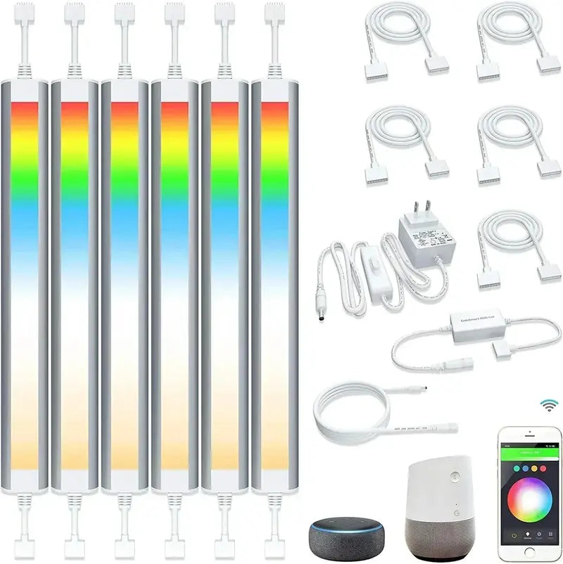 Dimmable Smart Under-Cabinet LED Strip  Tunable White + RGB Colors for Kitchen or Workspace