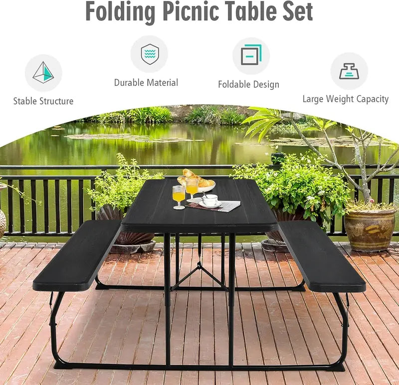 Collapsible Picnic Table with Integrated Benches