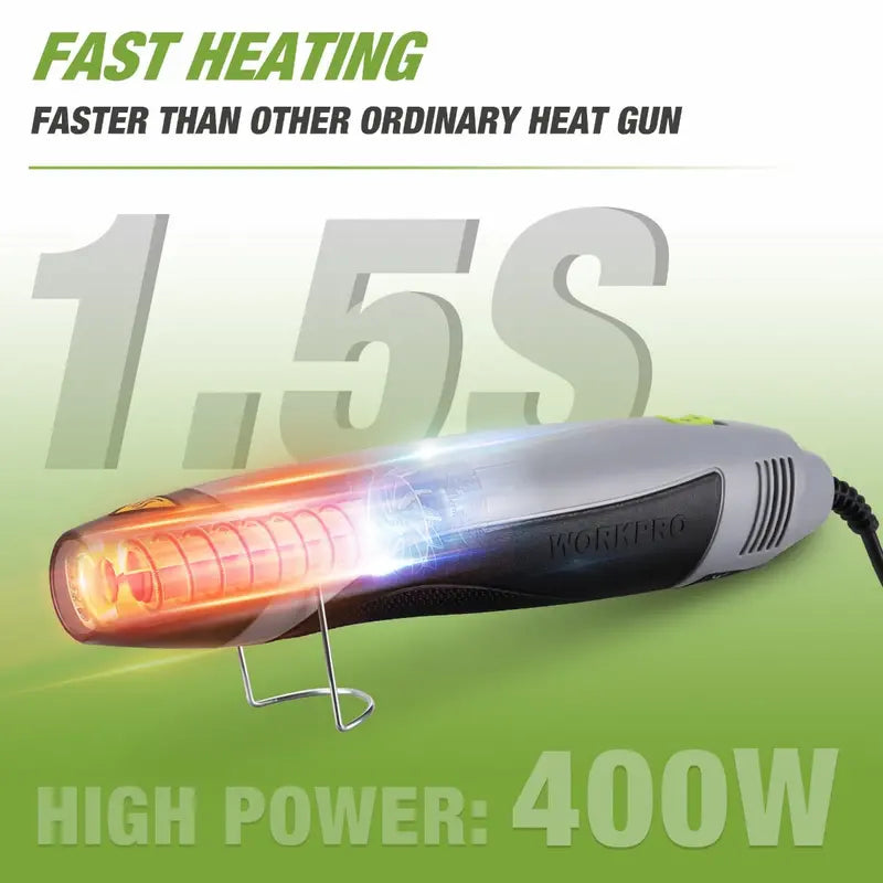 WORKPRO 400W Mini Hot Air Gun  Adjustable Temperature, Reflector Nozzle