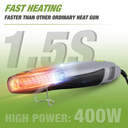 WORKPRO 400W Mini Hot Air Gun  Adjustable Temperature, Reflector Nozzle