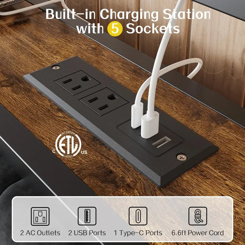 OLEVS Single Metal Platform Bed  LED-Lit Headboard with USB-C Charging Ports and Underbed Storage