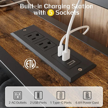 OLEVS Single Metal Platform Bed  LED-Lit Headboard with USB-C Charging Ports and Underbed Storage