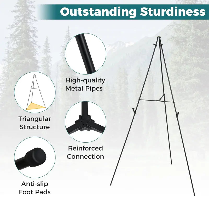 65-Inch Adjustable Metal Easel Stand Set with Card Slots and Non-Slip Rubber Feet (6-Pack)