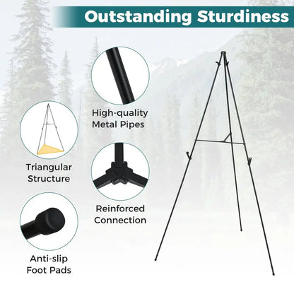 65-Inch Adjustable Metal Easel Stand Set with Card Slots and Non-Slip Rubber Feet (6-Pack)