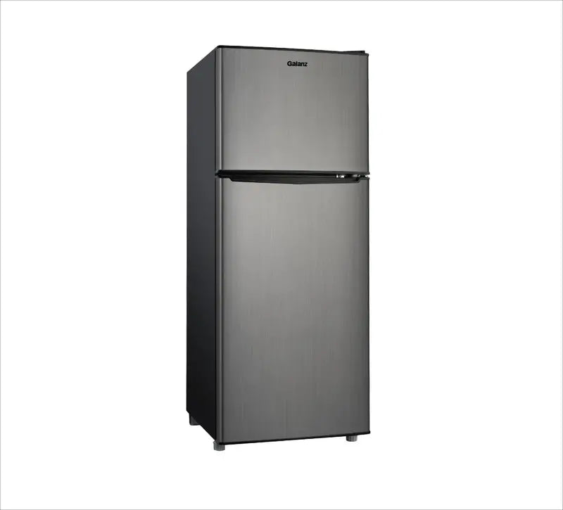 Galanz 4.6 Cu. Ft. Two-Door Mini Fridge with Freezer  Stainless Steel Finish