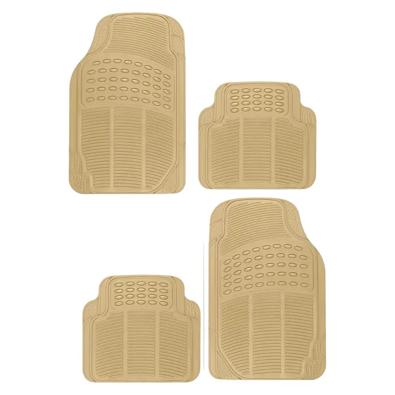 All-Weather Universal Rubber Floor Mats Set (Front + Rear, 4-Piece)