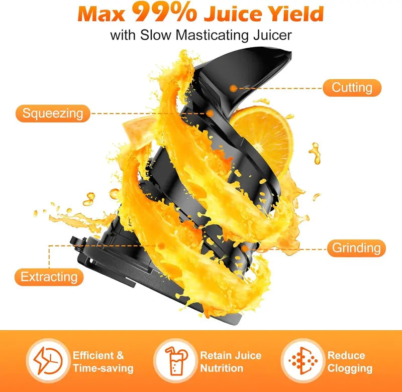 High-Capacity Slow Juicer — 5.8-Inch Feed Opening, Cold Press Masticating Technology for Nutrient-Rich Juice