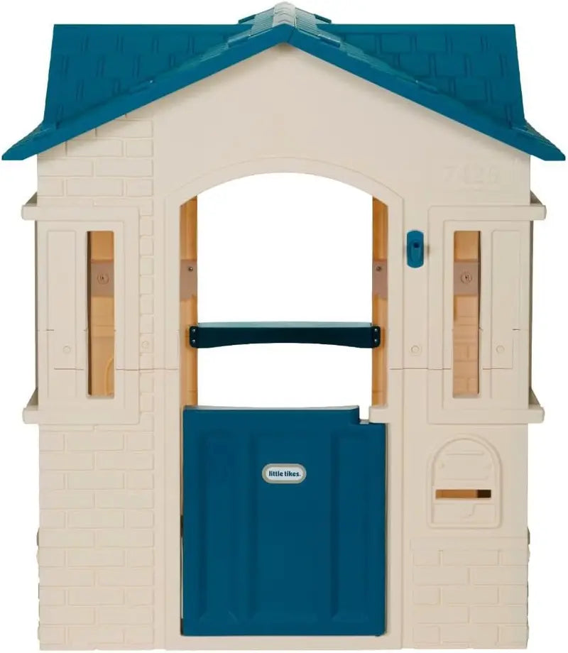 Cape Cottage Playhouse — Large Blue Wooden Kids’ Backyard Play Structure