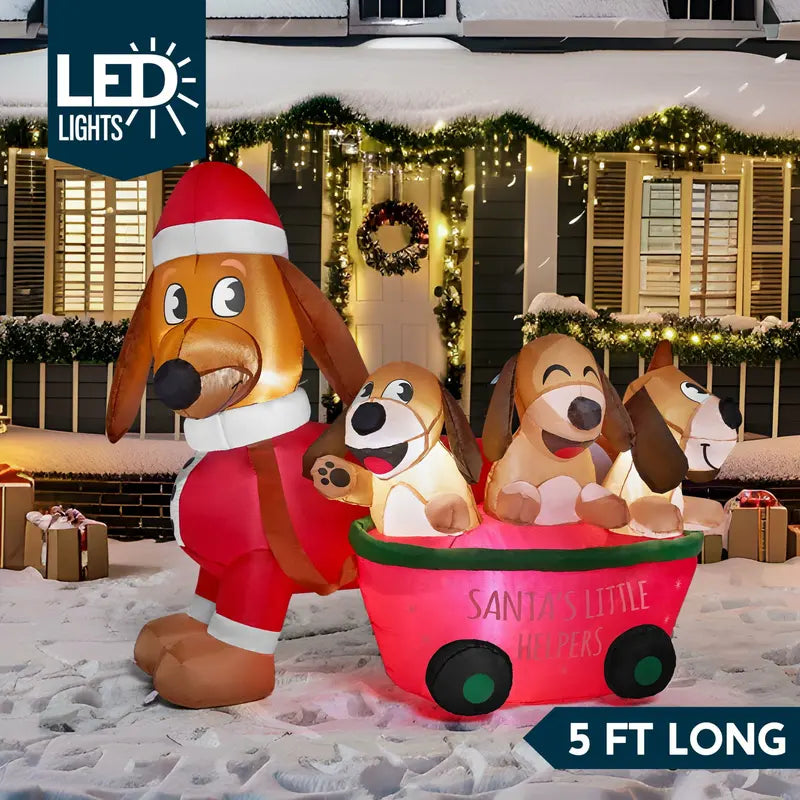 Joiedomi Syncfun 5FT LED Inflatable Dachshund Dog Christmas Yard Decoration