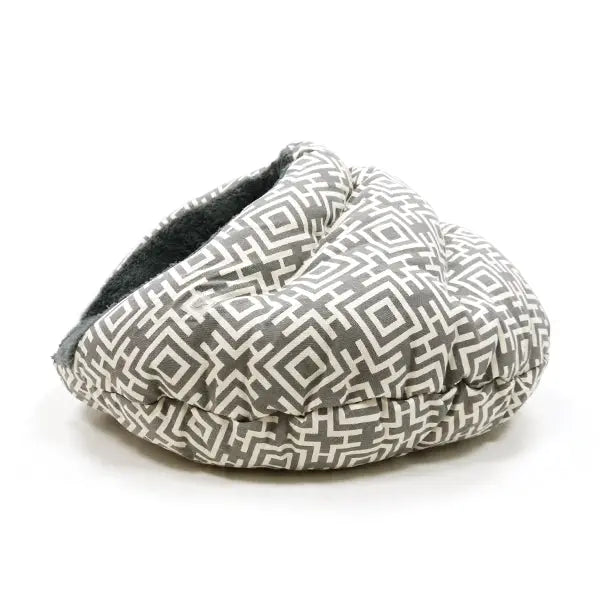 Modern Grey Burger Bed Small Dog Snuggle Bed  Chic, Cozy & Machine Washable
