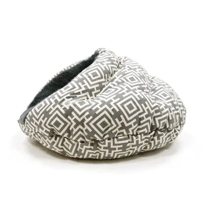 Modern Grey Burger Bed Small Dog Snuggle Bed  Chic, Cozy & Machine Washable