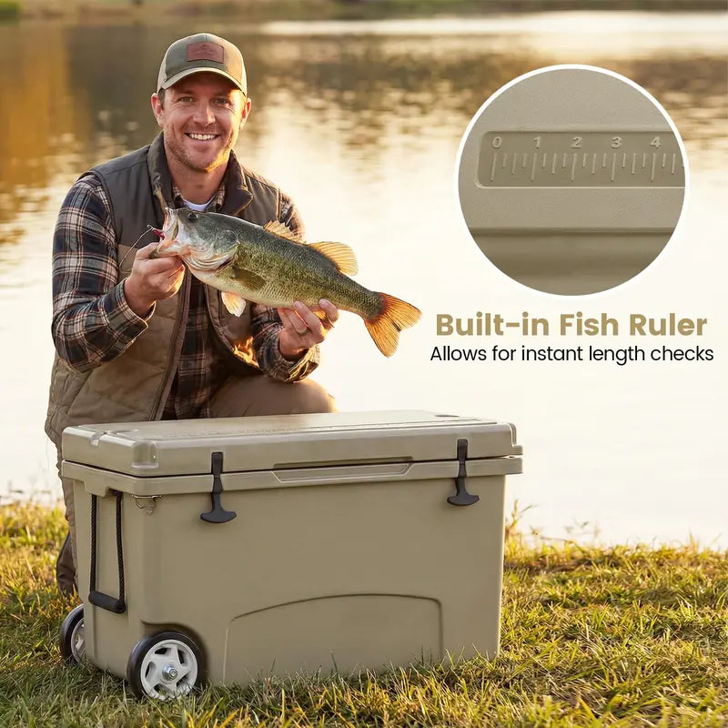 75-Quart Heavy-Duty Portable Cooler  Extended Ice Life, Durable Wheels & Telescoping Handle