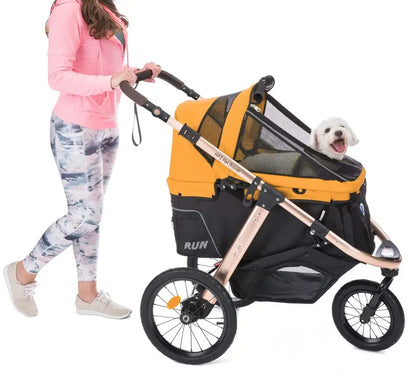 All-Terrain Pet Jogging Stroller  Aluminum Frame, Zipper-Free Entry, One-Hand Fold, Rubber Wheels (Green Camo)