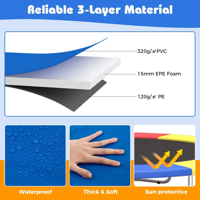 Hole-Free Trampoline Pad Replacement  Universal Fit for Pole-Based Frames