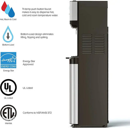 Brio Bottom-Loading Water Cooler with Three-Temperature Dispensing and Self-Cleaning Function