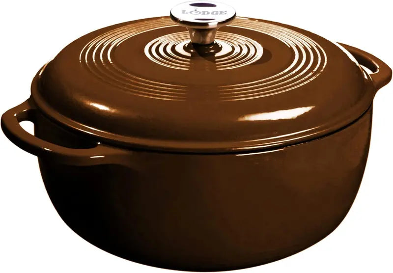 Lodge 6-Quart Island Spice Red Enamel Cast Iron Dutch Oven  Moisture-Sealing Lid, Dual Handles