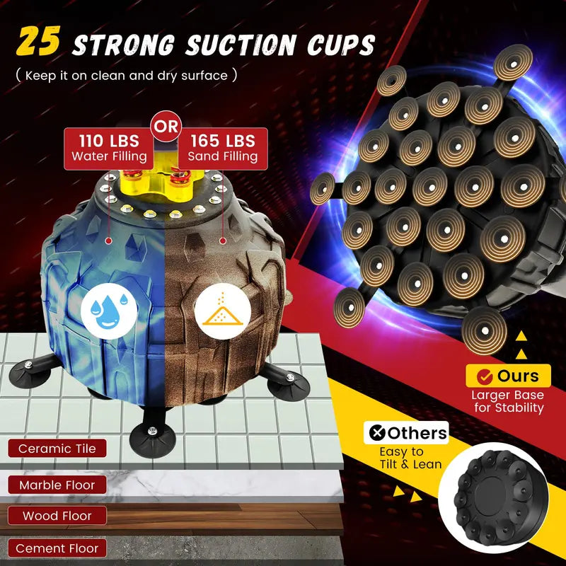 Freestanding Heavy Boxing Bag (71″) with Suction Base, Gloves, and Fillable Stand
