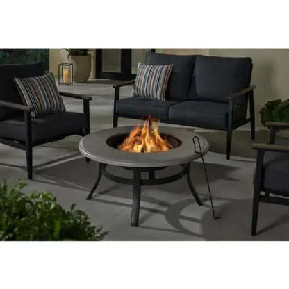 Hampton Bay 22″ Steel Fire Pit Insert Set, 3-Piece, Black, Fits Wood Burning Pits