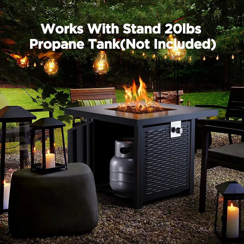 50,000 BTU Propane Fire Pit Table  Modern Gas-Powered Outdoor Heat & Ambiance