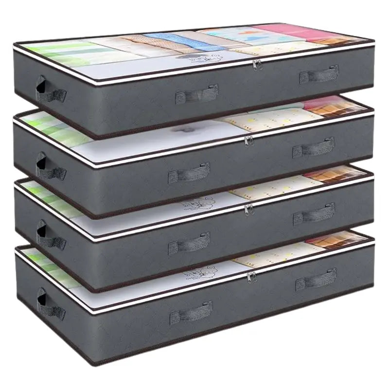 Zippered Under-Bed Storage Bin  90L Foldable Fabric Organizer for Seasonal Items