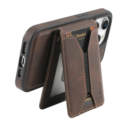 Magnetic Leather Wallet Case for iPhone  MagSafe Compatible with Card Slot