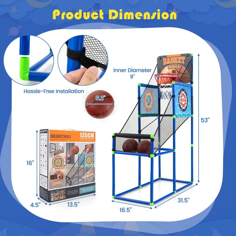 Dual-Mode Indoor/Outdoor Basketball Game Set with Digital Scoreboard and Audio Effects