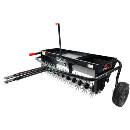 Brinly AS2-40BH-P Lawn Aerator and Spreader  Dual-Function Steel Unit, 100-Lb Capacity, Optimized for Healthy Grass Growth