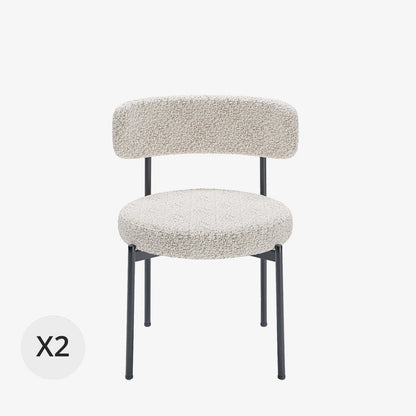Lot de 2 chaises de table bouclette grise et blanche Scarlett