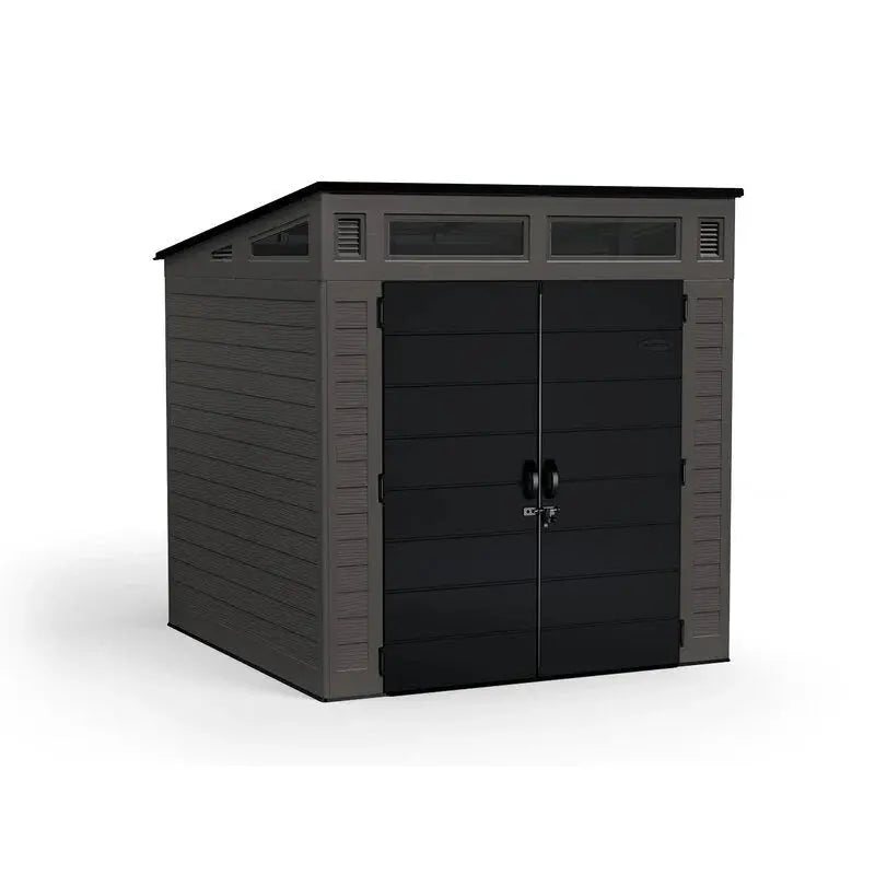 Modernist Resin Storage Shed  7’2″ x 7’3.5″ x 7’5.5″ Weather-Resistant Outdoor Unit