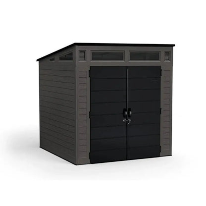Modernist Resin Storage Shed  7’2″ x 7’3.5″ x 7’5.5″ Weather-Resistant Outdoor Unit
