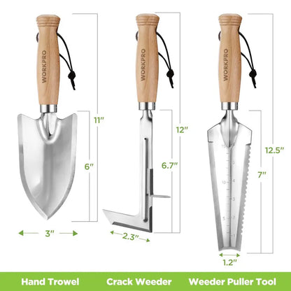 WORKPRO 3-Piece Garden Weed Removal Set  Crack Weeder & Hand Trowel