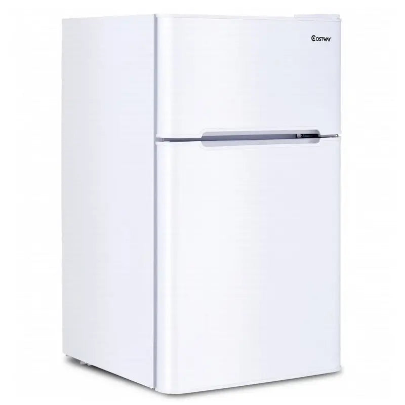 Costway Compact 3.2 Cu. Ft. Mini Fridge with Freezer  Space-Saving Grey Cooler for Dorms or Offices