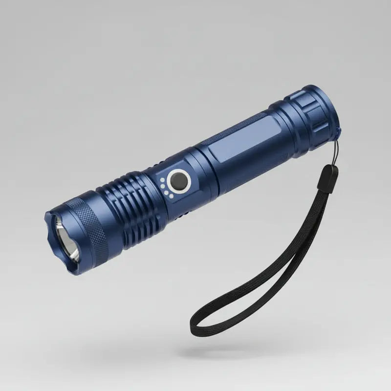 High-Power Rechargeable LED Flashlight with Adjustable Focus Beam
