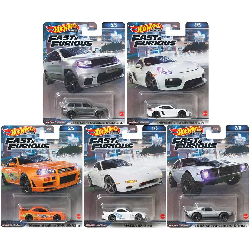 2023 Hot Wheels Fast and Furious Premium Set of 5, 1/64 Diecast Model Cars HNW46-956A