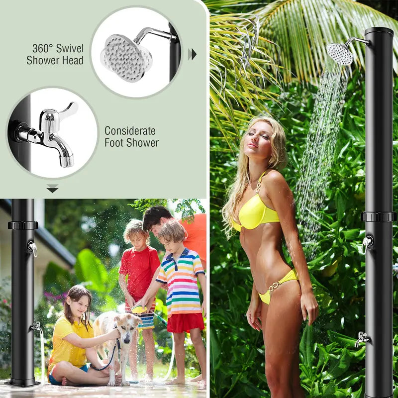 10-Gallon Freestanding Solar Outdoor Shower  7.2 FT Height with Rotating Head