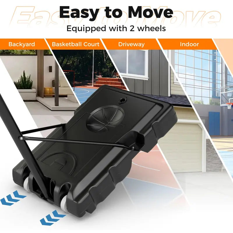 Portable Height-Adjustable Basketball Hoop  10-Foot Goal with 44-Inch Shatterproof Backboard