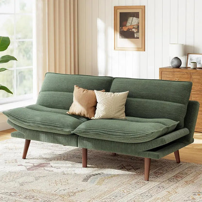 Adjustable Futon Sofa Bed  Modular Backrests & Armrests, Converts Effortlessly to a Sleeper Couch