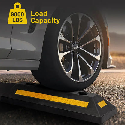 Dual Rubber Parking Blocks with Reflective Stripes  21.5-Inch Bumpers for Vehicle Guidance