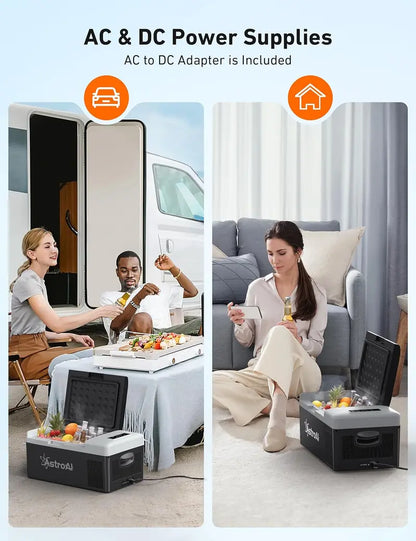 AstroAI 15L Portable Car Refrigerator, Fast Cooling, 12/24V DC & 110V AC, Black, for Camping & Travel
