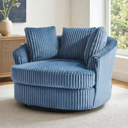 DREAMSIDEA Recessed-Arm Swivel Barrel Chair with Slipcover  Modern Rotating Seating
