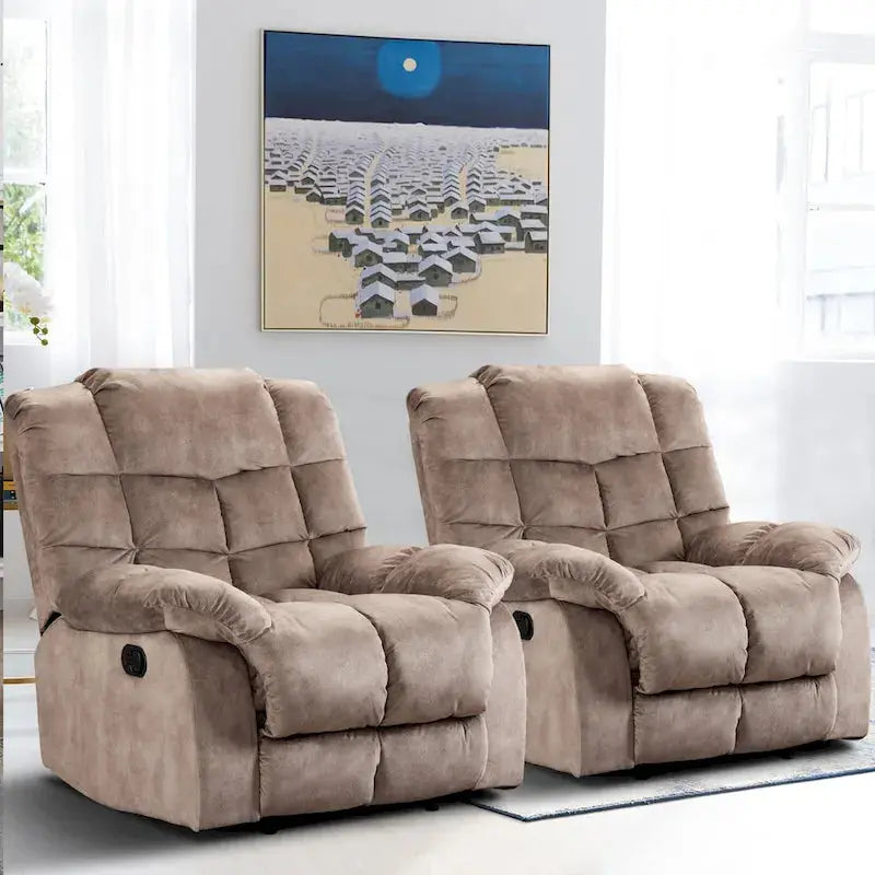 Ergonomic Manual Recliner Chair  Plush Overstuffed Design for Home Comfort