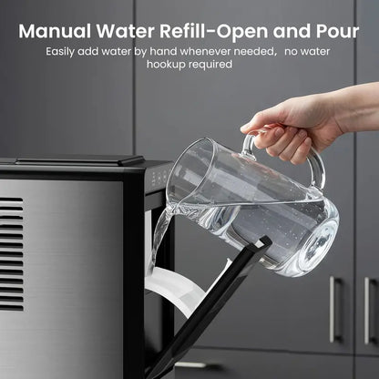 Kismile Countertop Ice Maker  26 lb/Day, Adjustable Ice Size, Internal LED Lighting, Self-Cleaning Function for Kitchen or Bar