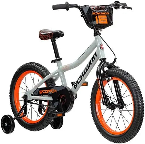 Schwinn Scorch 16″ Kids BMX Bike for Ages 3-7  Grey with Training Wheels & Accessories